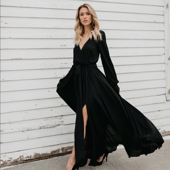 black wrap maxi dress